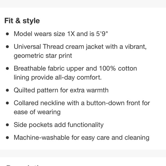 (L)- Universal Thread Women's Quilted Button-Front Jacket - Cream Star - Picture 12 of 15